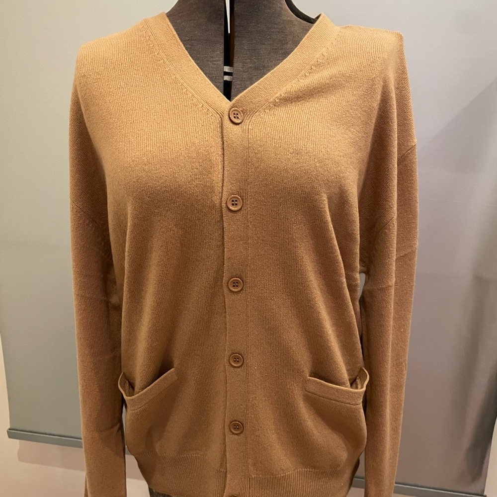 Light brown unisex cashmere cardigan